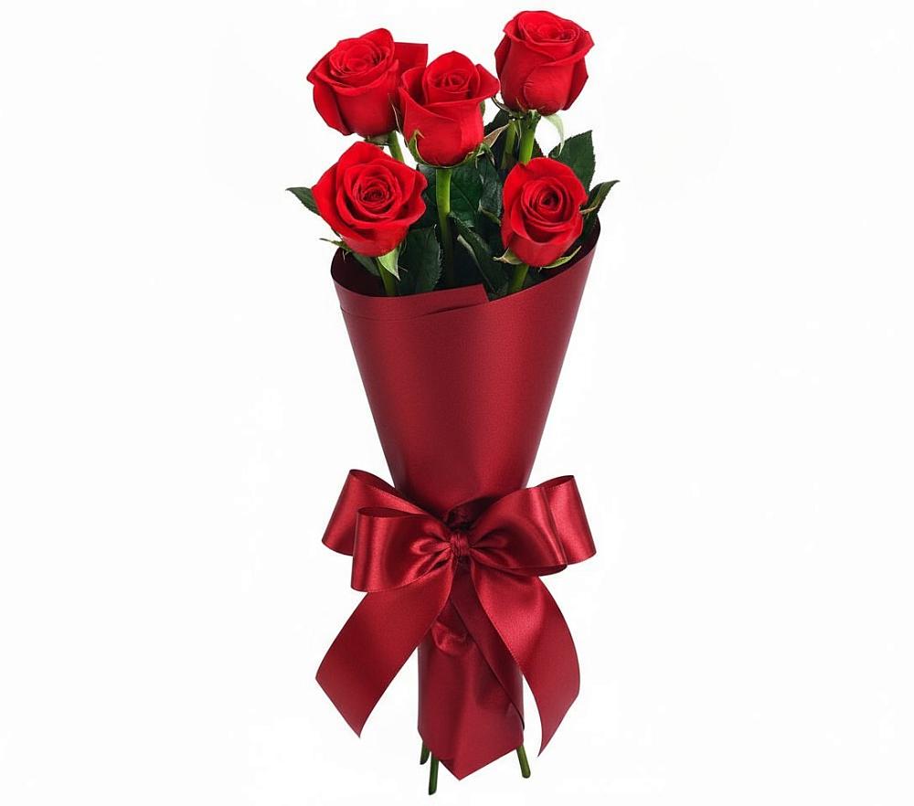 Букет 5 Красных роз Эдлесс Лав в Гойты