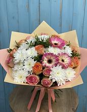 Букет цветов из:  Розы, Герберы и Хризантемы в Гойты