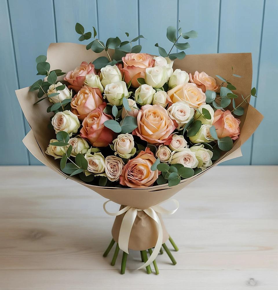 Букет цветов из: Альстромерии и Розы в Гойты