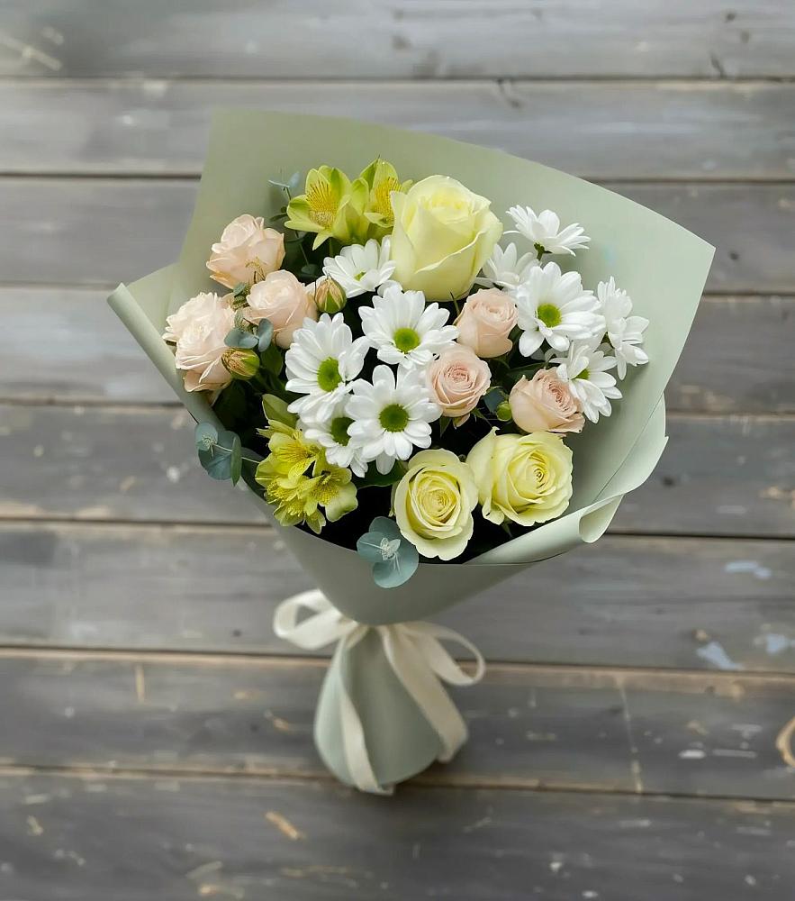 Букет цветов из: Альстромерии, Розы и Хризантемы в Гойты