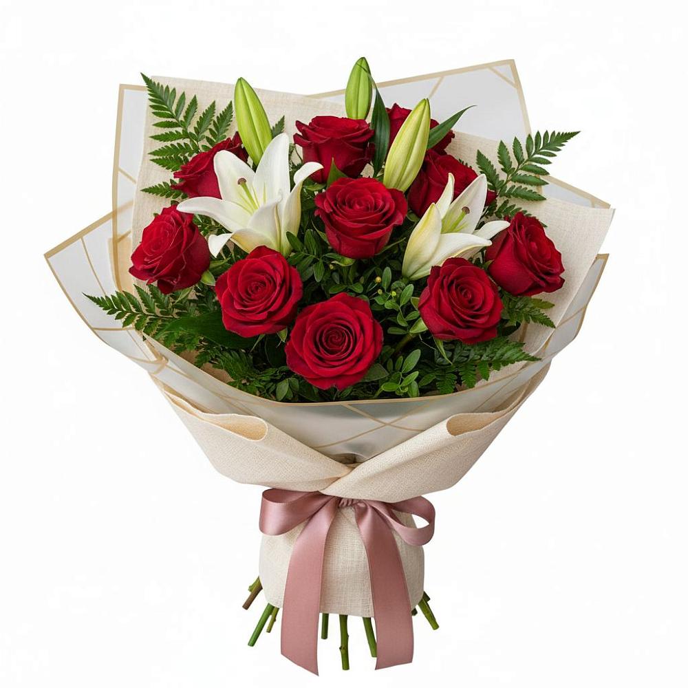 Букет цветов из: Лилии и Розы в Гойты