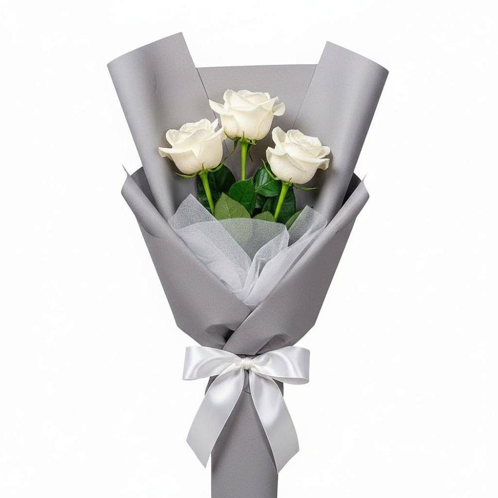 Букет 3 белые розы в Гойты