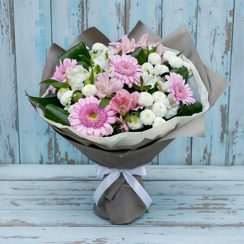 Букет цветов из: Герберы, Альстромерии и Хризантемы в Гойты