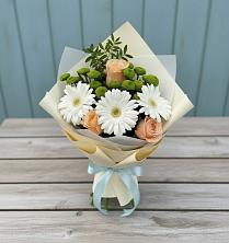 Букет цветов из:  Герберы, Розы и Хризантемы в Гойты