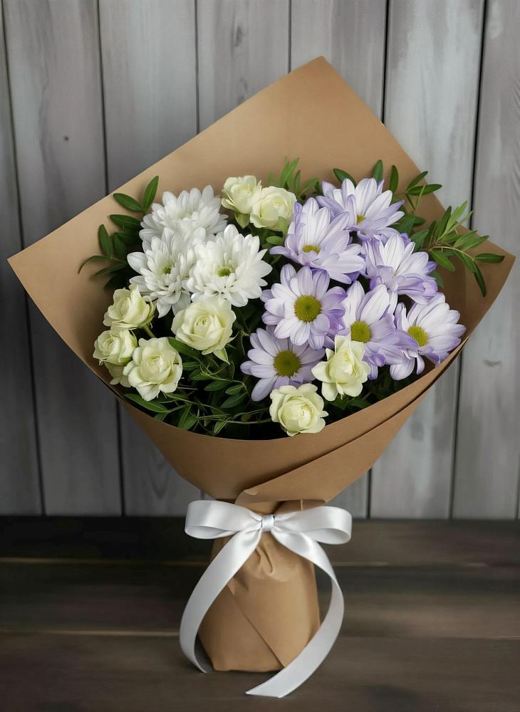 Букет цветов из: Хризантемы и Розы в Гойты