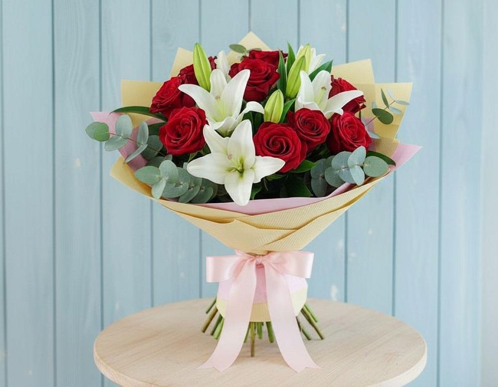 Букет цветов из: Лилии и Розы в Гойты